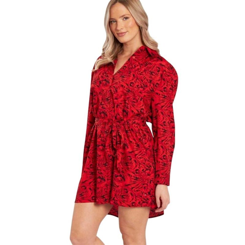 Wednesday's Girl Girls Blur Mini Shirt Dress / Red